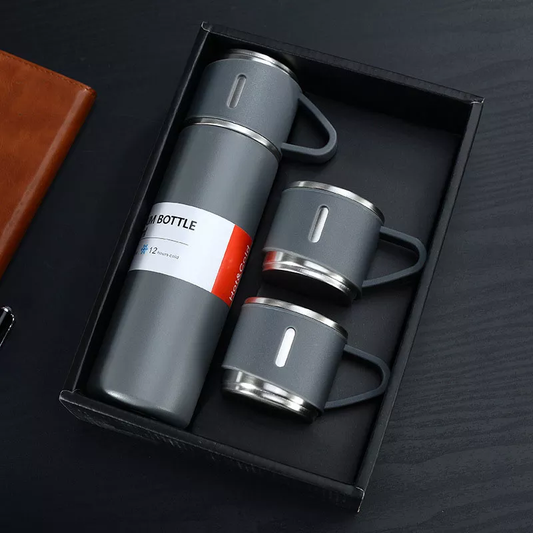 Stainless Steel Vacuum Thermal Flask Set with 3 cups-500ML