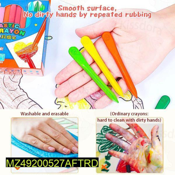 12 Pcs Plastic Crayons Set t4trendz