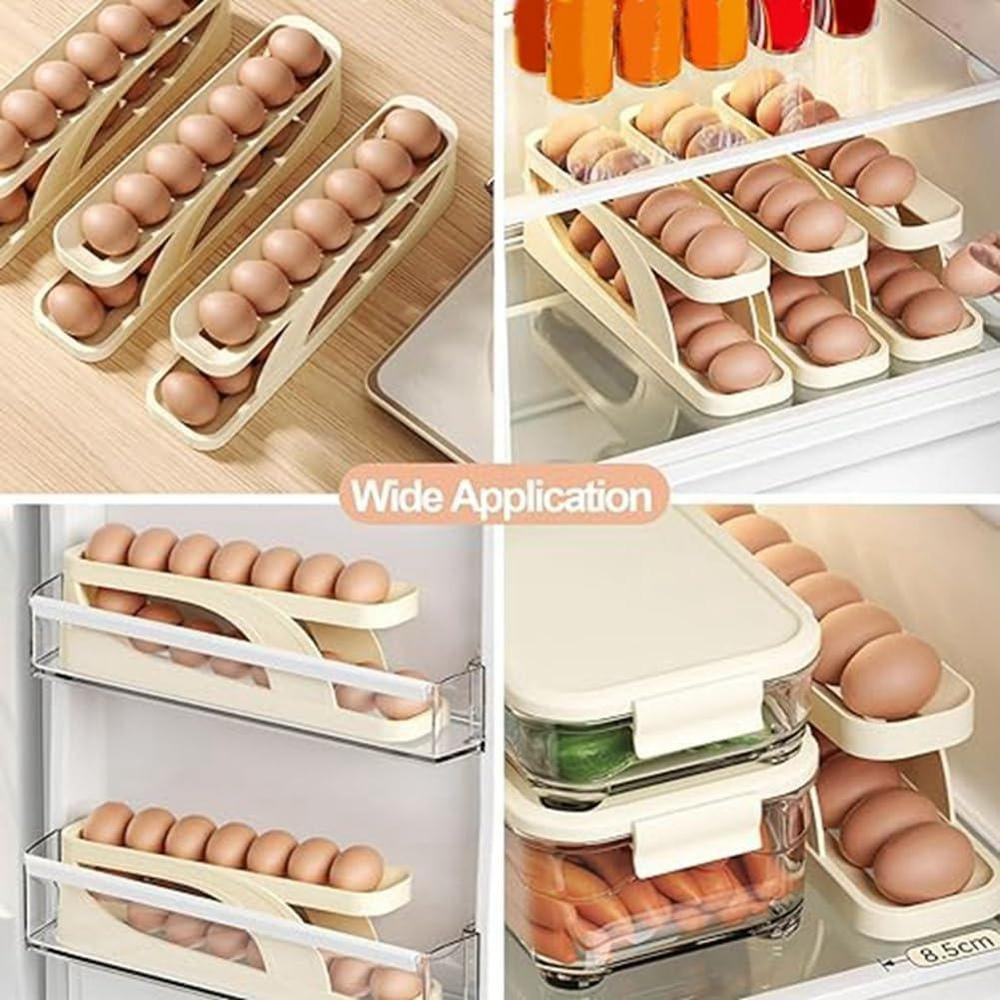 Roll down egg dispenser