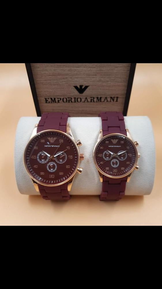 Couple watch maroon