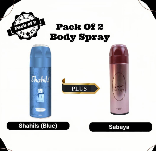 Shahils (Blue) And Sabaya Body Spray , Pack of 2