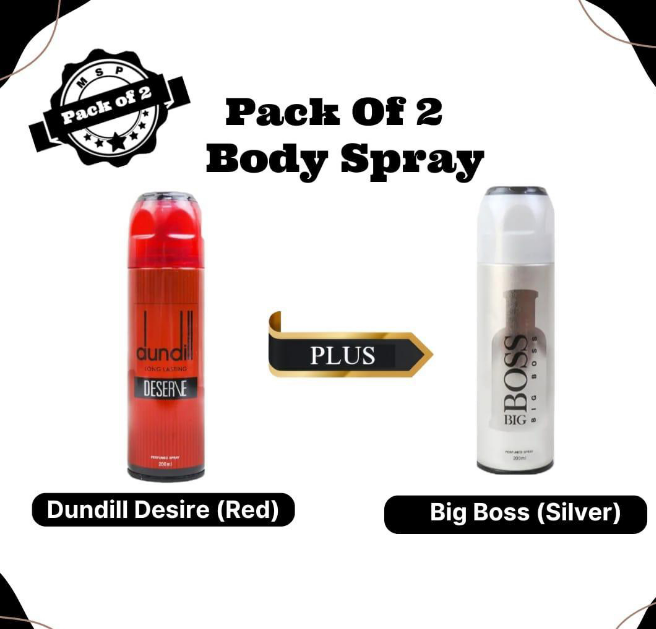 Dundill Desire (Red) And Big Boss (Silver) Body Spray , Pack of 2