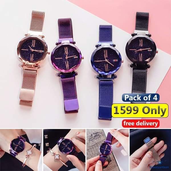 Pack of 4 magnetic strap watches