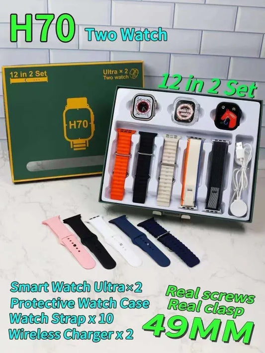 12 in 2 ultra 2 smart watch with 10 strap and 2 smart watch