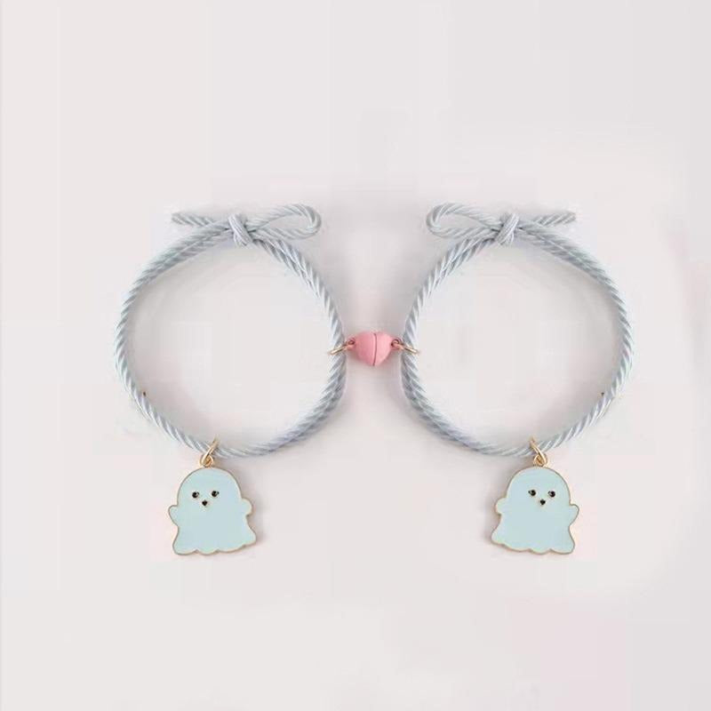 Trendy magnetic couple heart ghost bracelets t4trendz