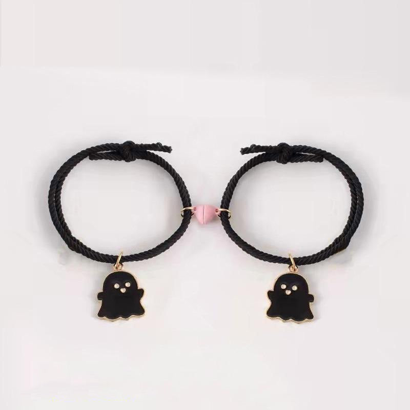 Trendy magnetic couple heart ghost bracelets t4trendz