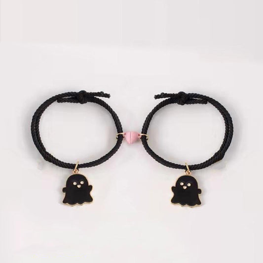 Trendy magnetic couple heart ghost bracelets t4trendz