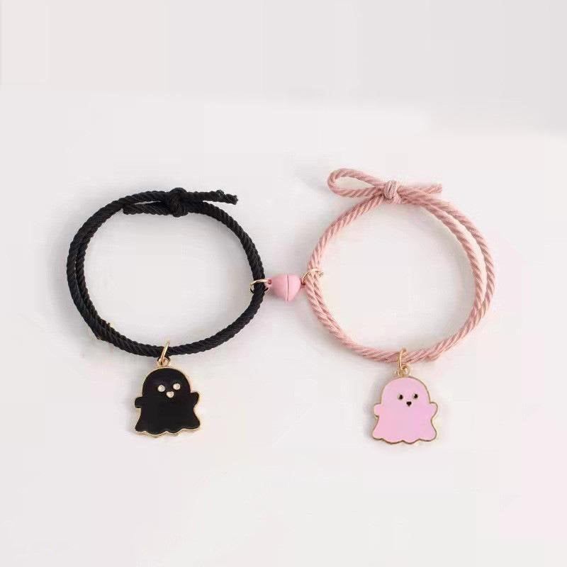 Trendy magnetic couple heart ghost bracelets t4trendz