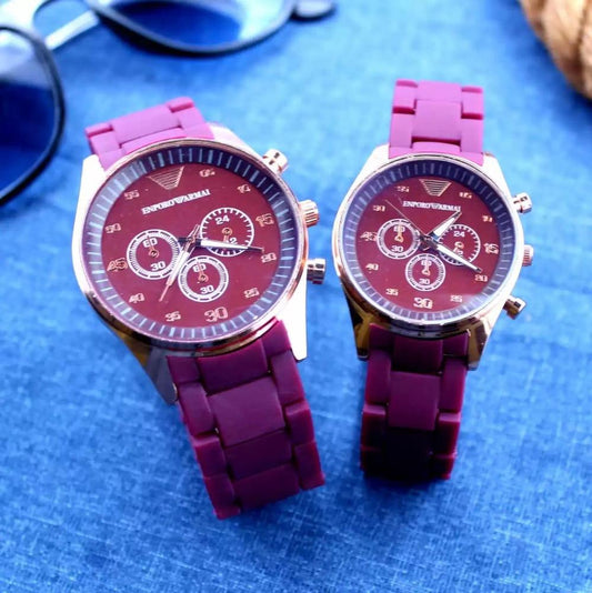 Couple watch maroon