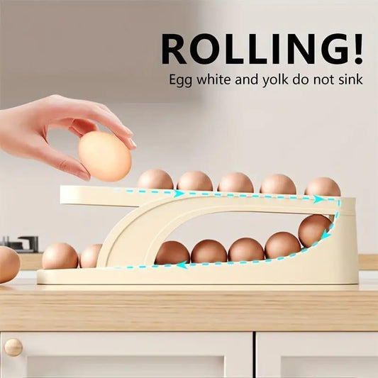 Roll down egg dispenser