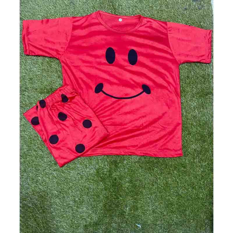 smiley printed cotton jersey two pcs sleep wear t4trendz